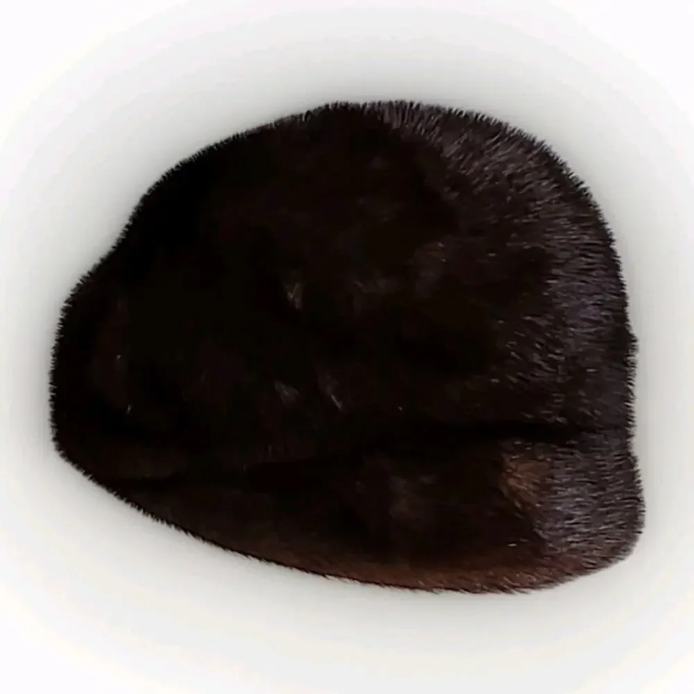John T Shayne Chicago Mr R Vintage 50s 100% Real Mink Fur Hat w/ Box Brown XS